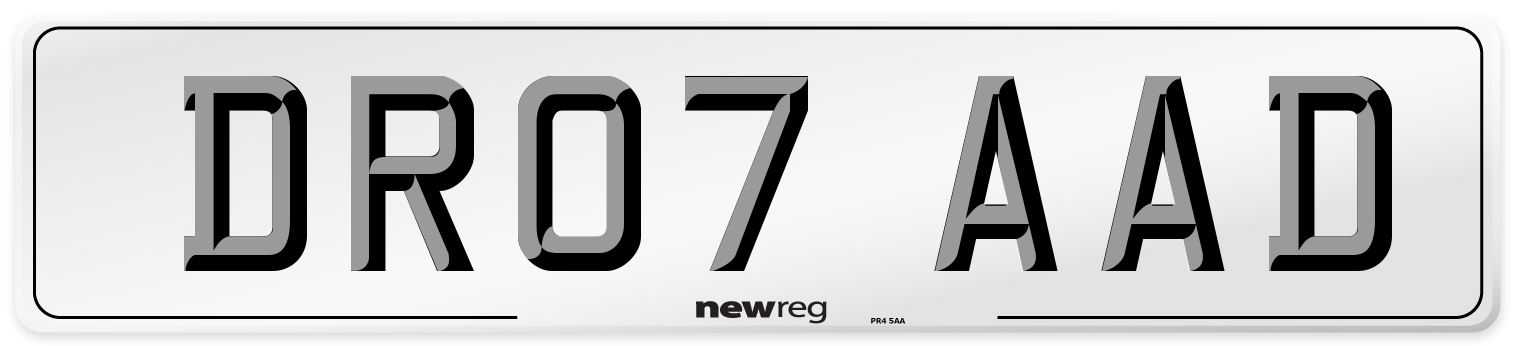 DR07 AAD Number Plate from New Reg